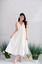 Isalyn V Neck Corset Maxi Dress in White