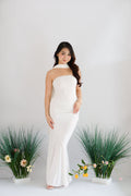 Xoe Tube Maxi Dress with Sash in White