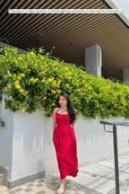 Isabelle Halter Neck A-Line Dress in Red
