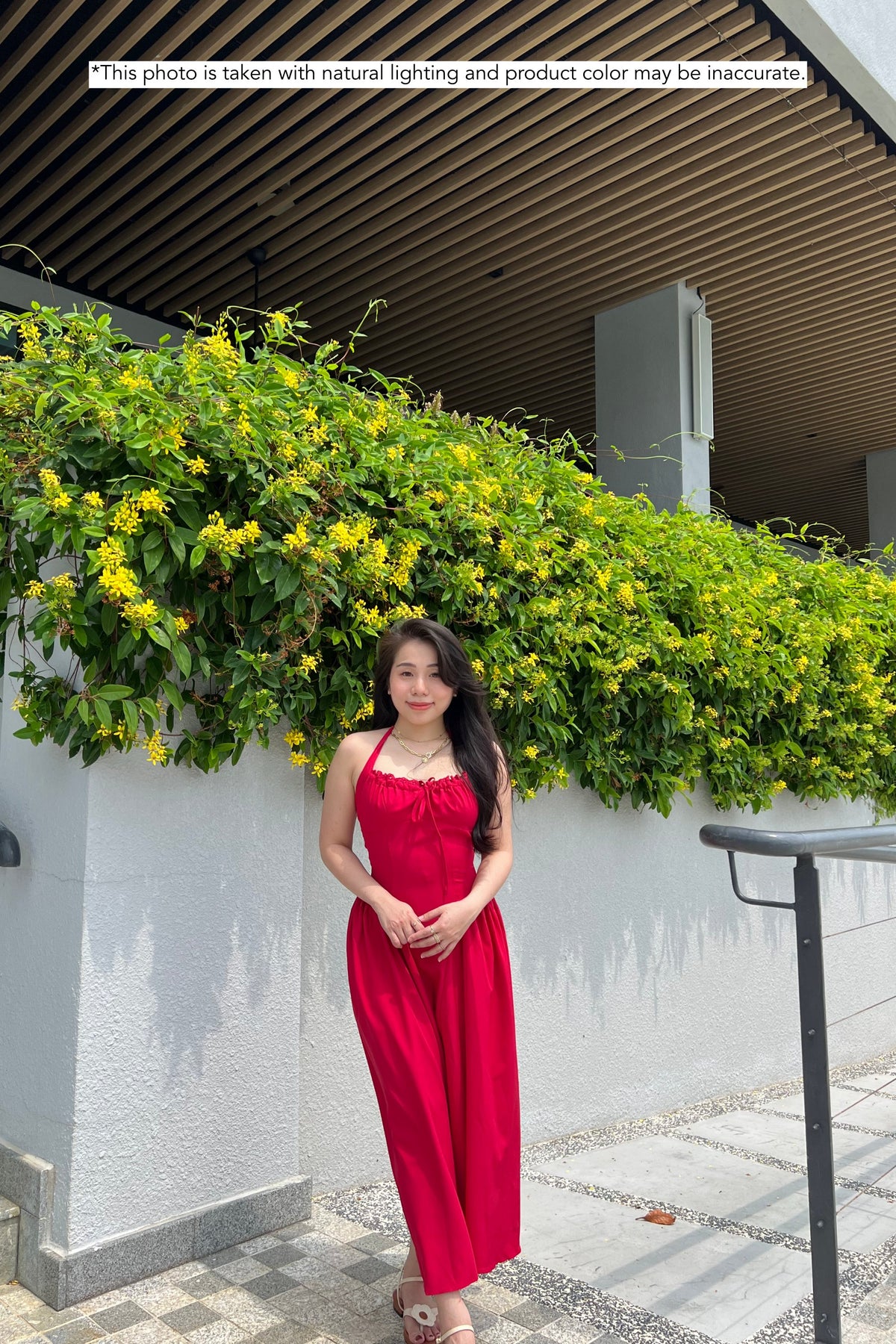 Isabelle Halter Neck A-Line Dress in Red