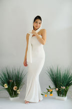 Xoe Tube Maxi Dress with Sash in White