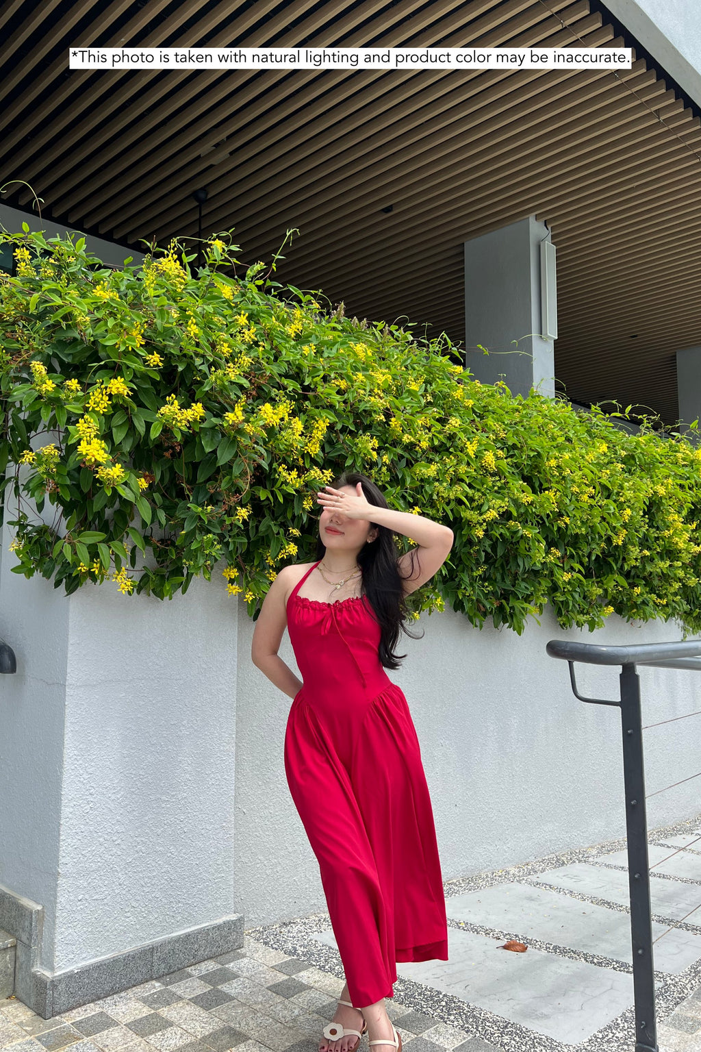 Isabelle Halter Neck A-Line Dress in Red