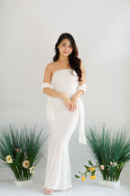 Xoe Tube Maxi Dress with Sash in White
