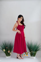 Isabelle Halter Neck A-Line Dress in Red