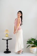 Lioris Boat Neck Tie Top in Pink