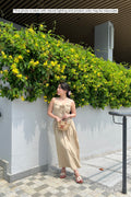 Isabelle Halter Neck A-Line Dress in Khaki