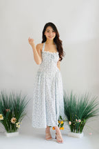 Isabelle Halter Neck A-Line Dress in White Floral