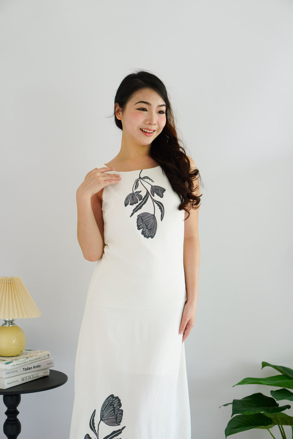 Roanna Floral Shift Maxi Dress in White