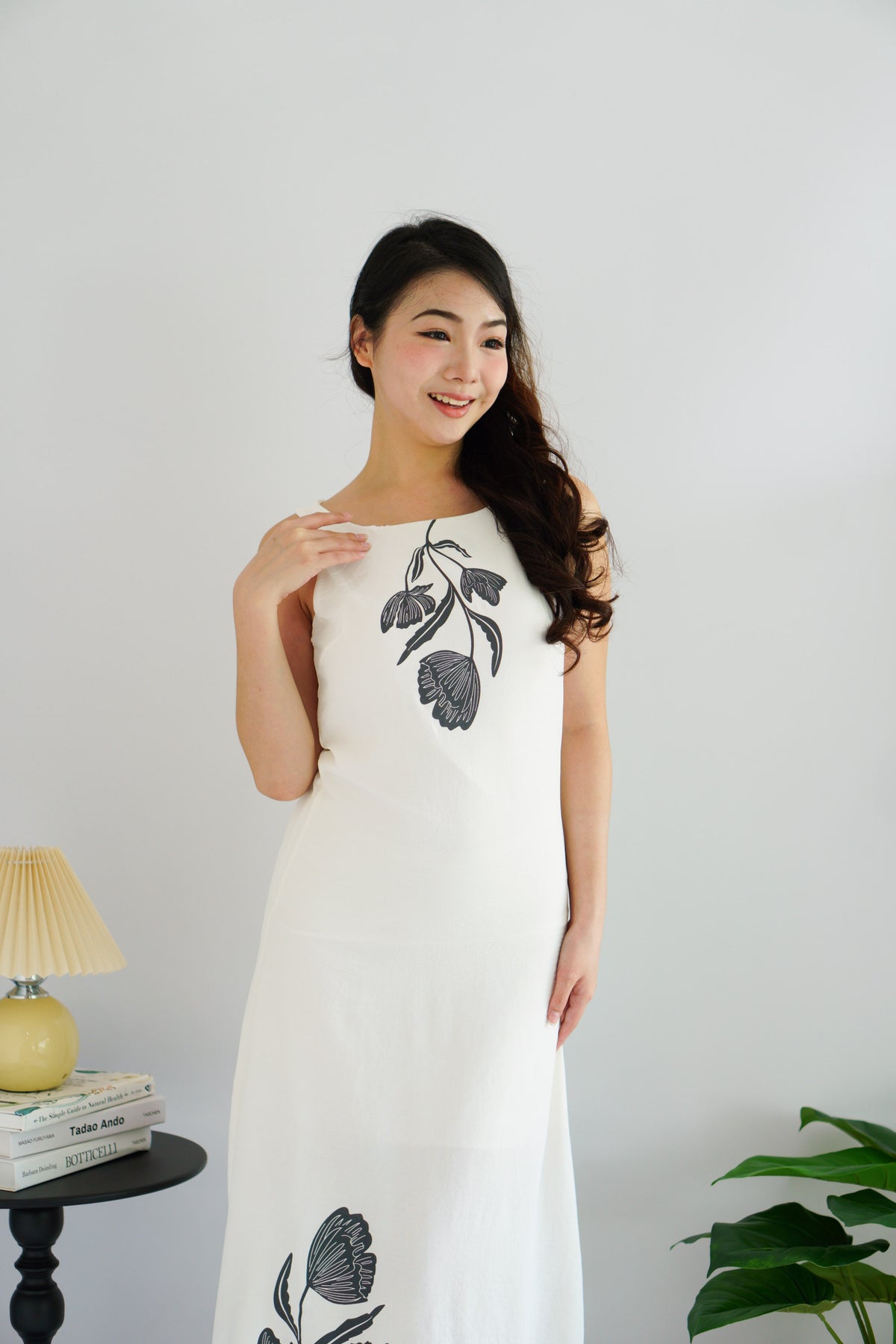Roanna Floral Shift Maxi Dress in White