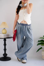 (BACKORDER) Tari Oversized Wide Legged Jeans in Blue