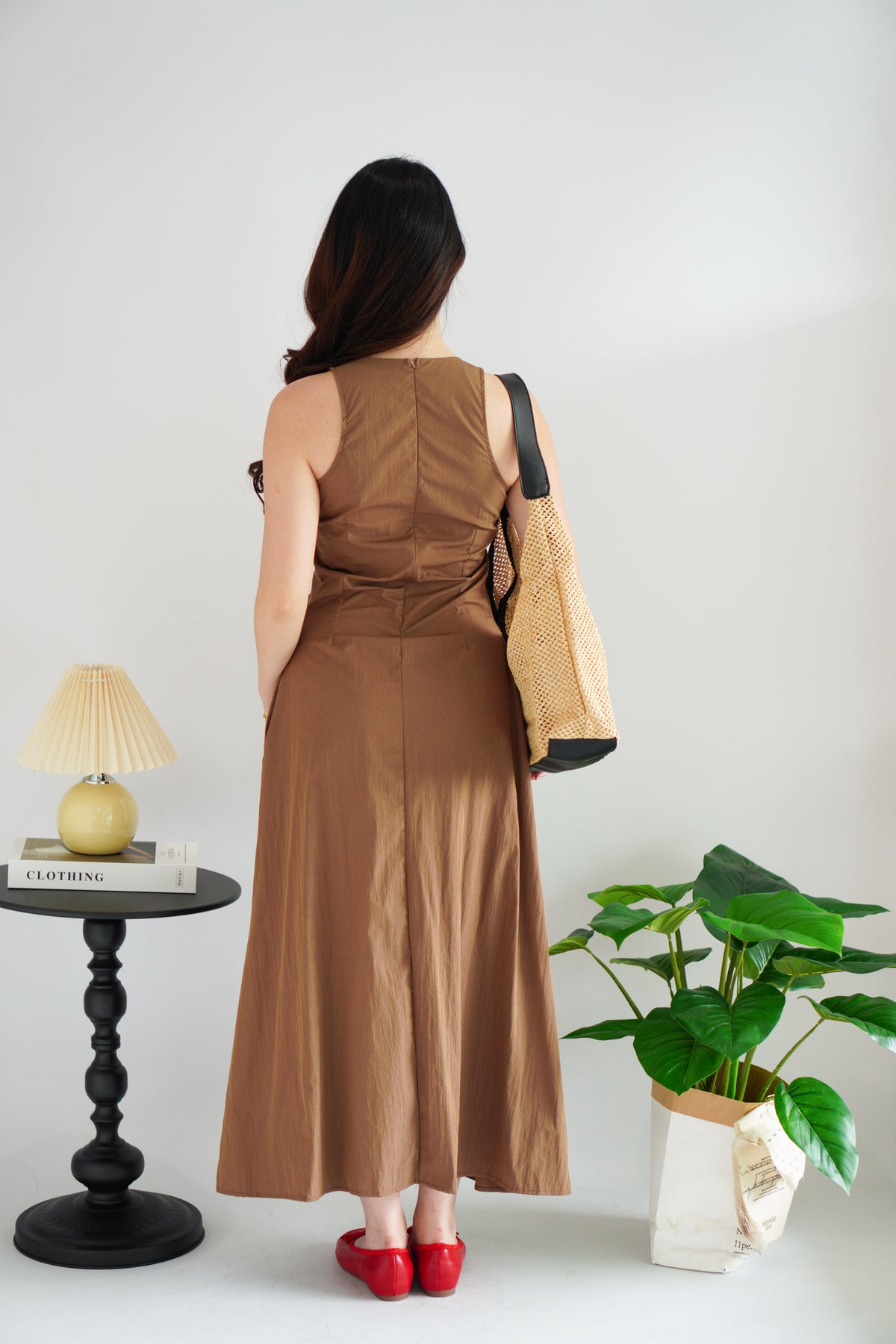 Jia Twist Maxi Dress in Brown