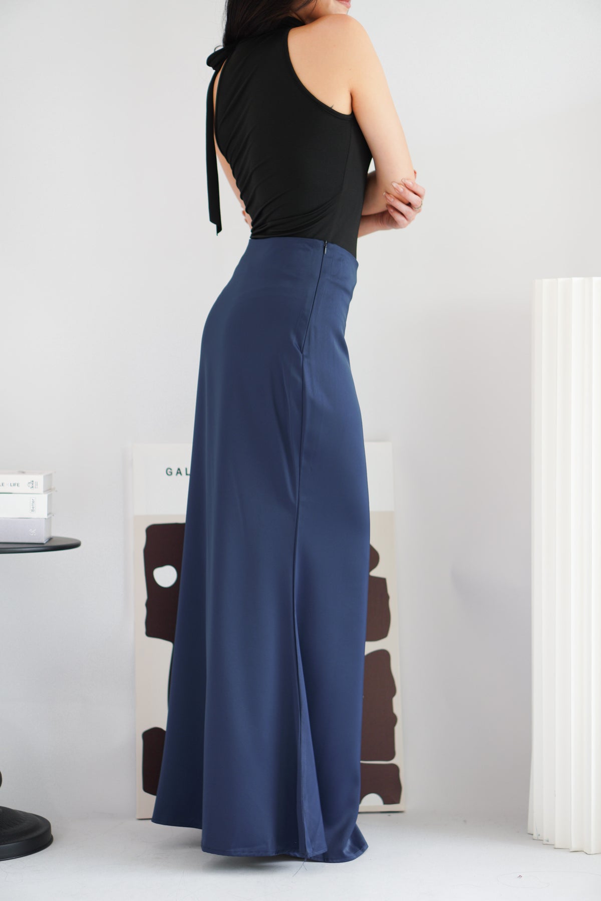 Cira Satin Maxi Skirt in Royal Blue