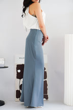 Cira Satin Maxi Skirt in Dark Blue
