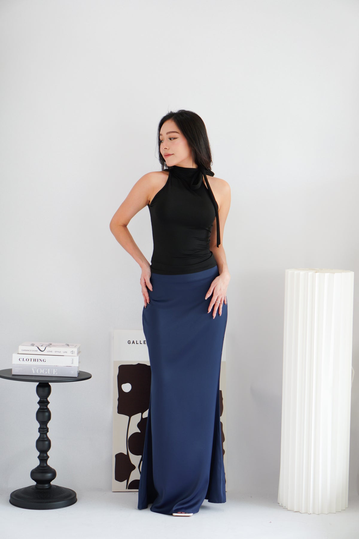 Cira Satin Maxi Skirt in Royal Blue