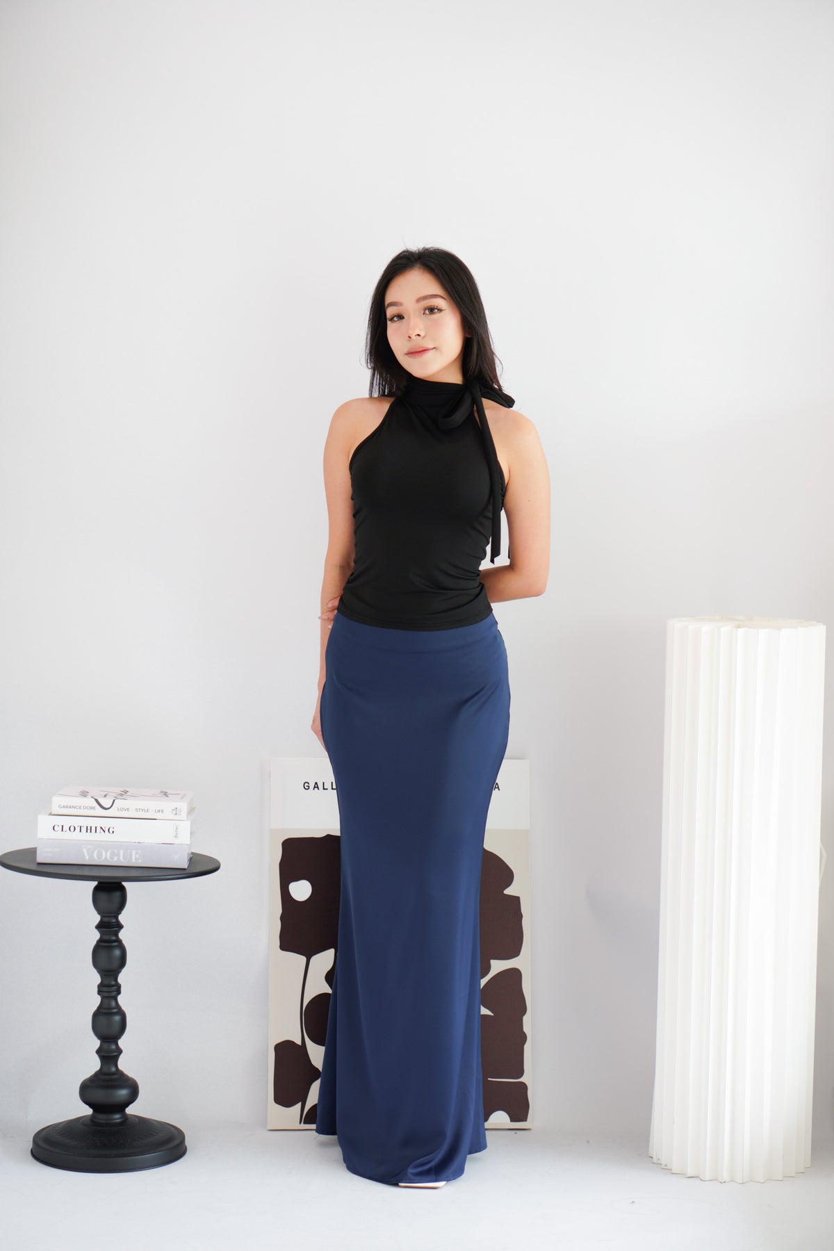 Cira Satin Maxi Skirt in Royal Blue