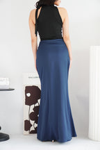 Cira Satin Maxi Skirt in Royal Blue