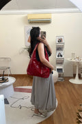 Caramel Candy Ribbon Tote Bag in Red