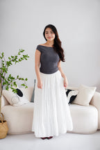 Reika Cowl Neck Ruched Top in Grey