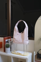 Caramel Candy Ribbon Tote Bag in Light Pink