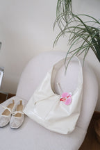 Caramel Candy Ribbon Tote Bag in Cream