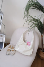Caramel Candy Ribbon Tote Bag in Cream