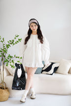 (BACKORDER) Julisa Oversized Stripes Mini Ruffles Dress in White