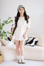 (BACKORDER) Julisa Oversized Stripes Mini Ruffles Dress in White