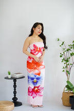 Faylora Floral Printed Maxi Tube Bodycon Dress in Pink