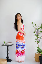 Faylora Floral Printed Maxi Tube Bodycon Dress in Pink