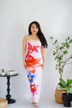 Faylora Floral Printed Maxi Tube Bodycon Dress in Pink