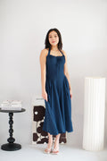 Isabelle Halter Neck A-Line Dress in Dark Blue