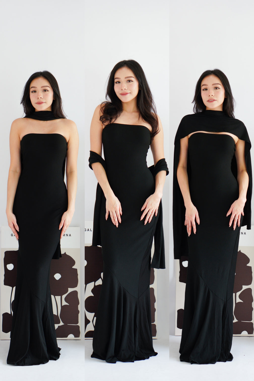 Xoe Tube Maxi Dress with Sash in Black