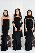 Xoe Tube Maxi Dress with Sash in Black