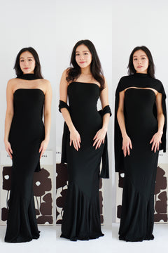 Xoe Tube Maxi Dress with Sash in Black