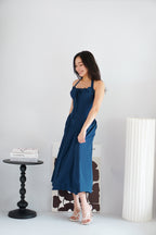 Isabelle Halter Neck A-Line Dress in Dark Blue