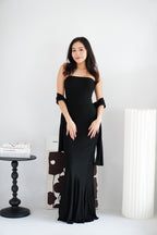 Xoe Tube Maxi Dress with Sash in Black