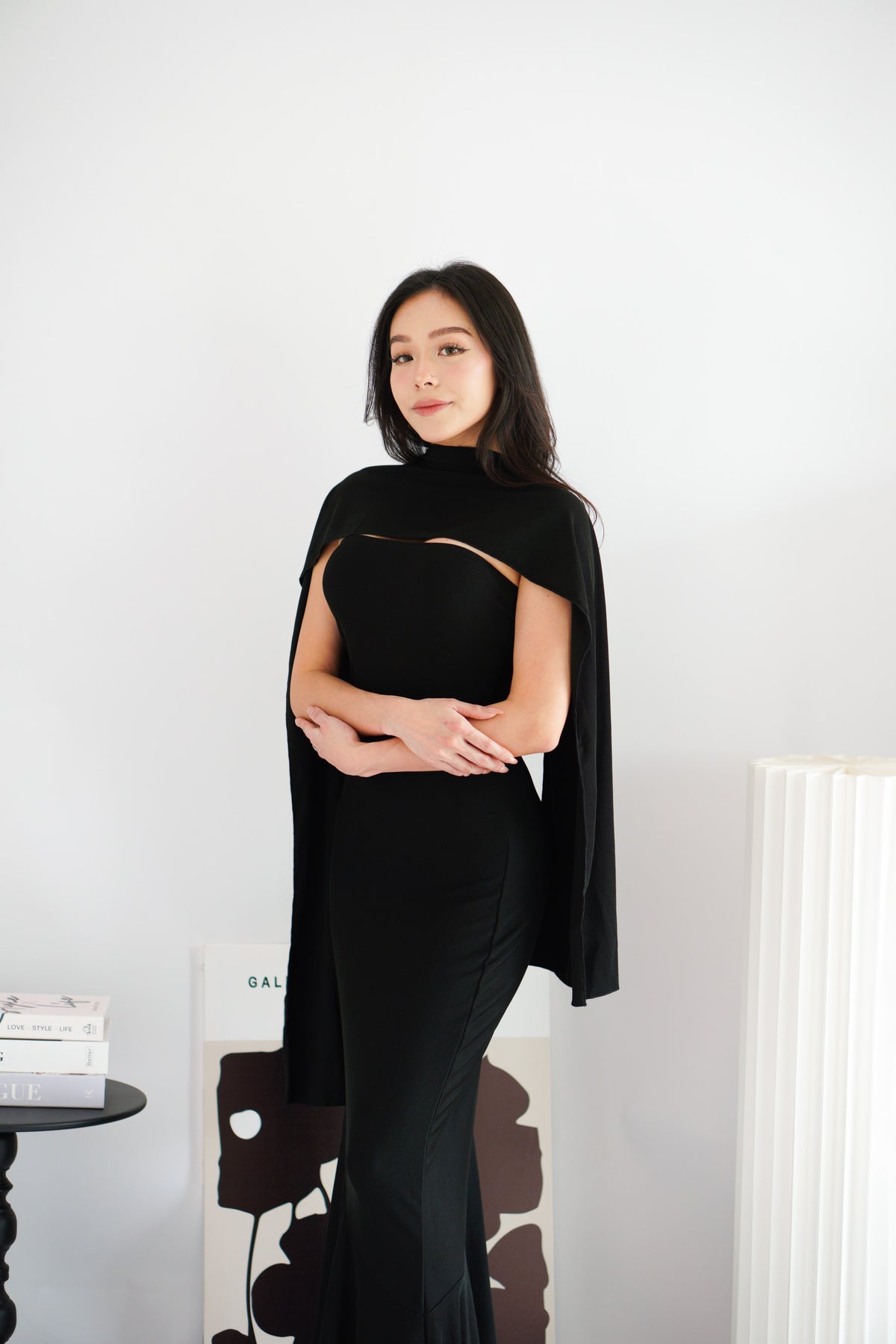 Xoe Tube Maxi Dress with Sash in Black