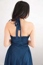 Isabelle Halter Neck A-Line Dress in Dark Blue
