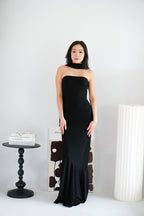 Xoe Tube Maxi Dress with Sash in Black