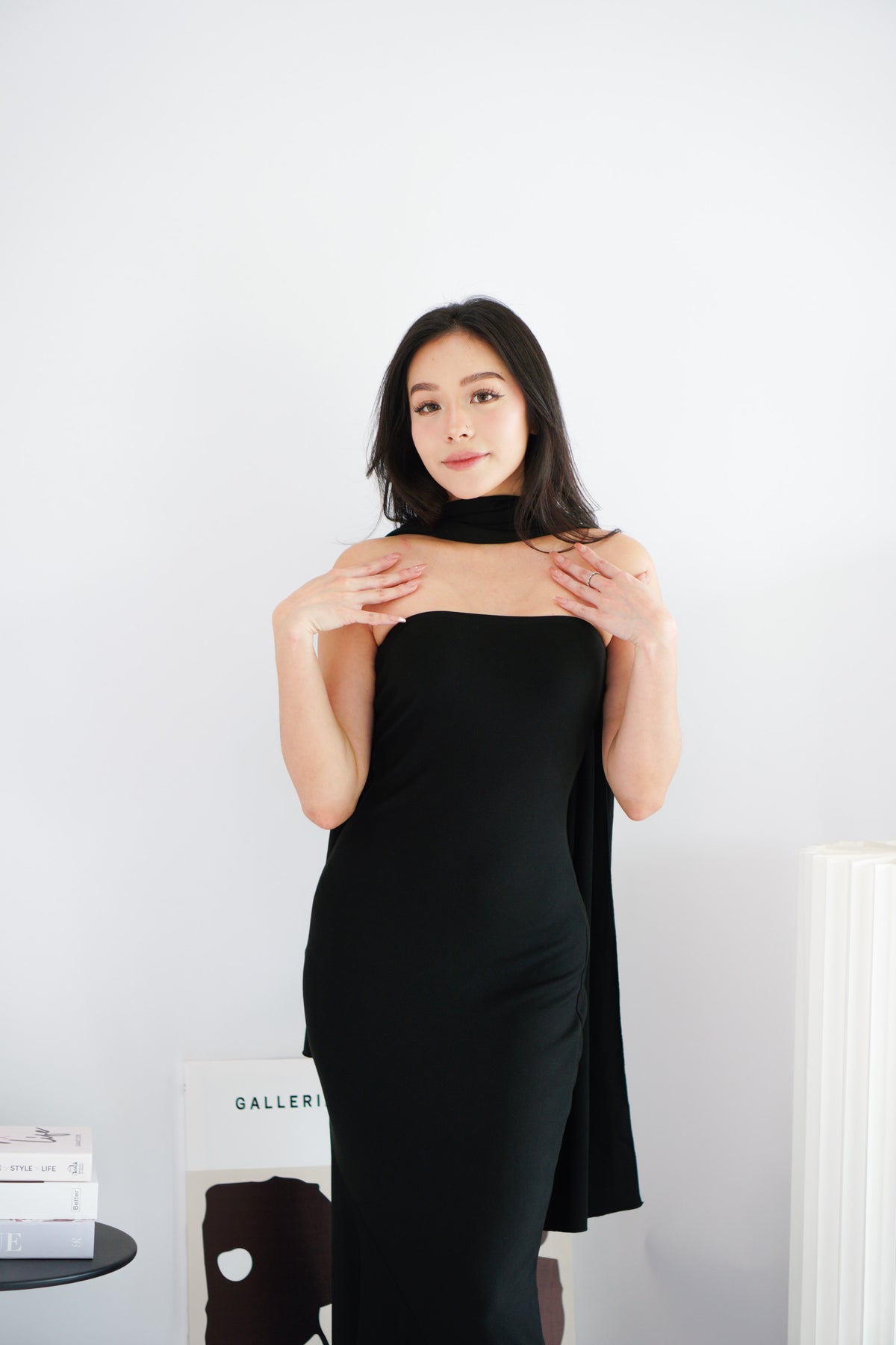 Xoe Tube Maxi Dress with Sash in Black