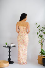 Roselune Corset 2 Piece Skirt Set with Sash in Yellow Floral