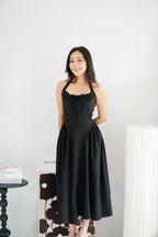 Isabelle Halter Neck A-Line Dress in Black