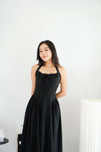 Isabelle Halter Neck A-Line Dress in Black