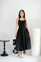 Isabelle Halter Neck A-Line Dress in Black