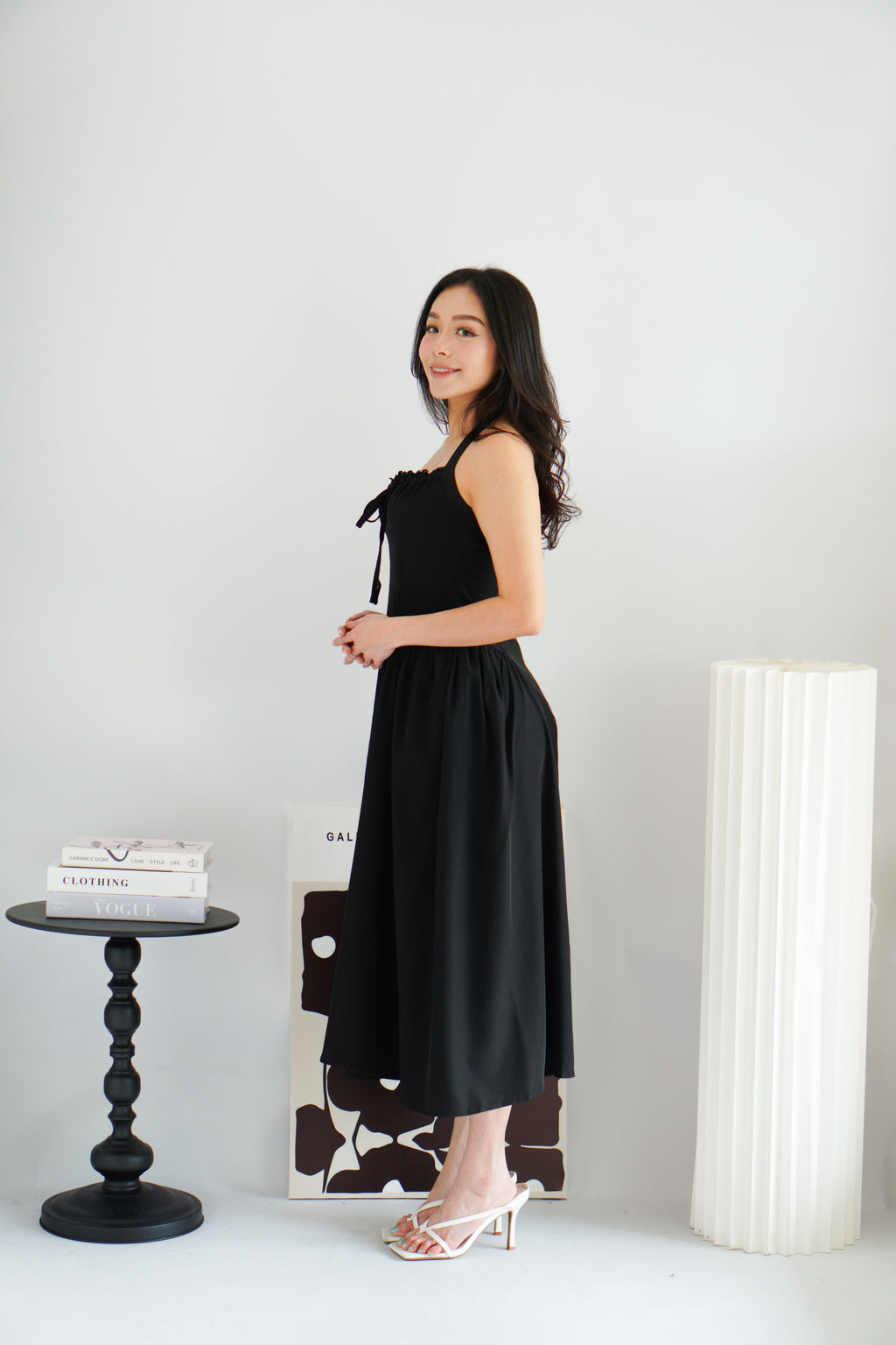 Isabelle Halter Neck A-Line Dress in Black