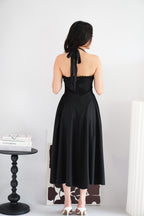 Isabelle Halter Neck A-Line Dress in Black