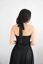 Isabelle Halter Neck A-Line Dress in Black