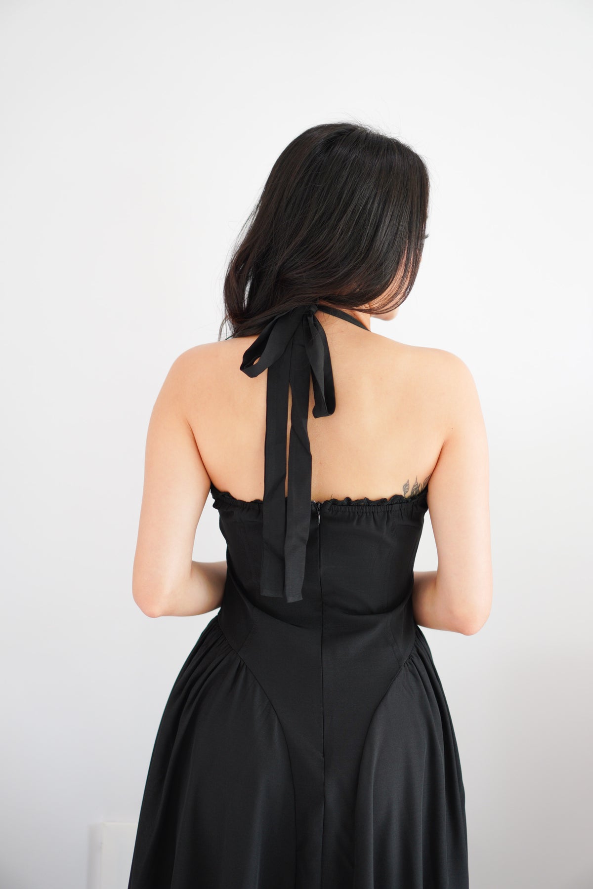 Isabelle Halter Neck A-Line Dress in Black