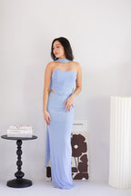 Roselune Corset 2 Piece Skirt Set with Sash in Blue