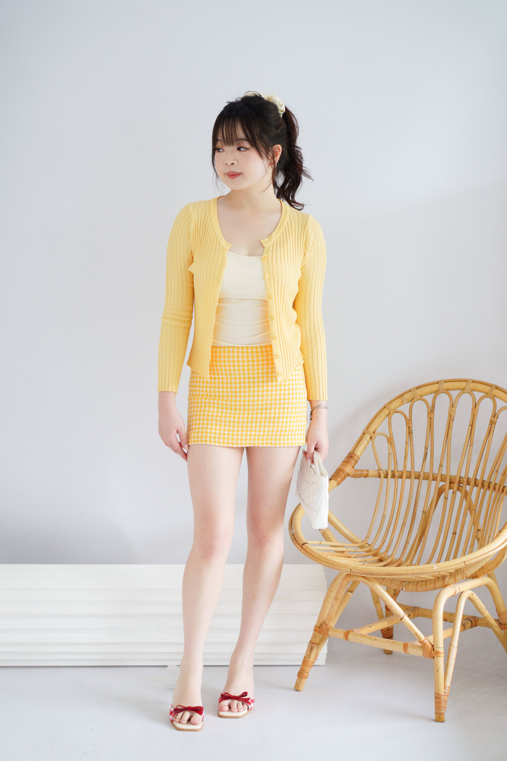 Swella Gingham Mini Skirt in Yellow
